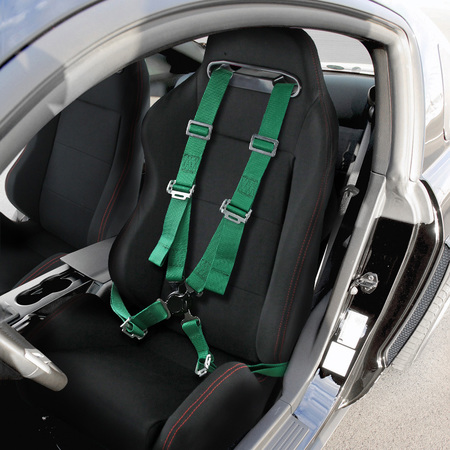 Spec-D Tuning 4 Point Harness Cam Lock Seat Belt - Green RSB-4PTGRN-RS